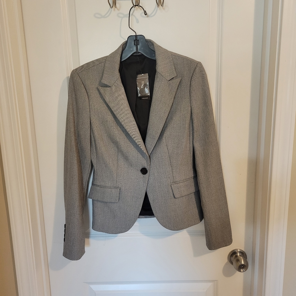 Nwt Express Notch Collar Single Button Gray Black… - image 1